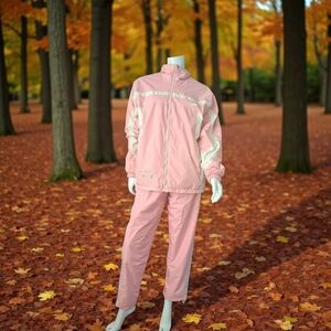 H🩷N Sportwear Women's Pink Reversible Tracksuit Jacket Pants embroidered flower